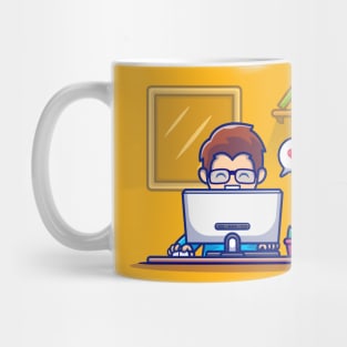 Man Working On Computer Mug